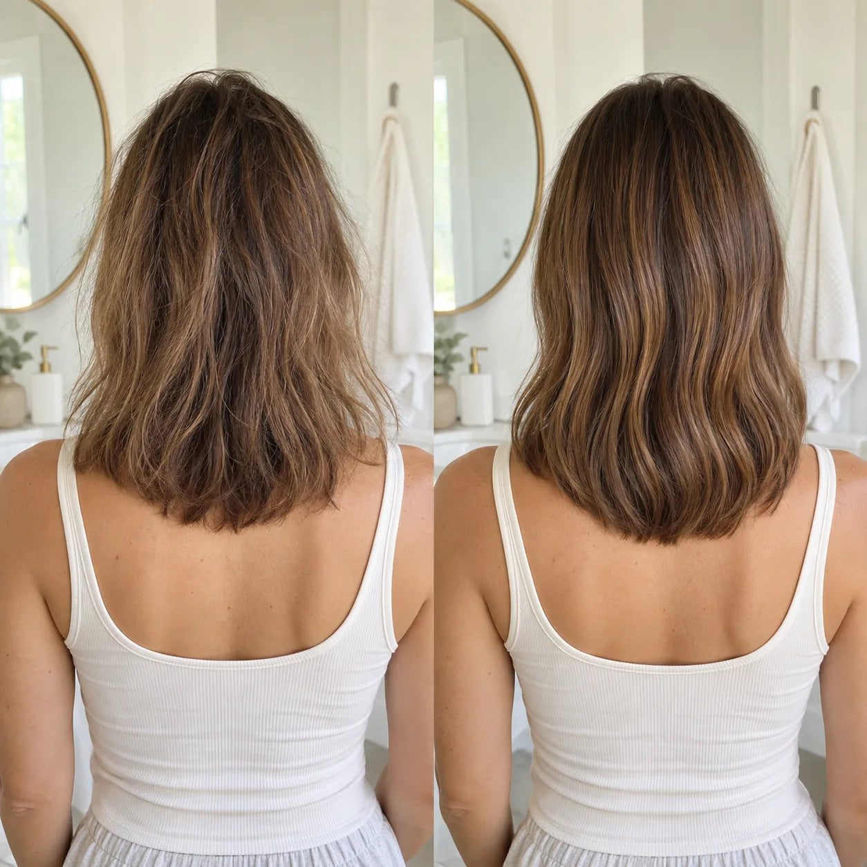 Confronto illustrativo dei capelli prima e dopo